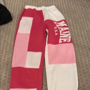 Kids Patchwork Sweatpants - Red and Pink